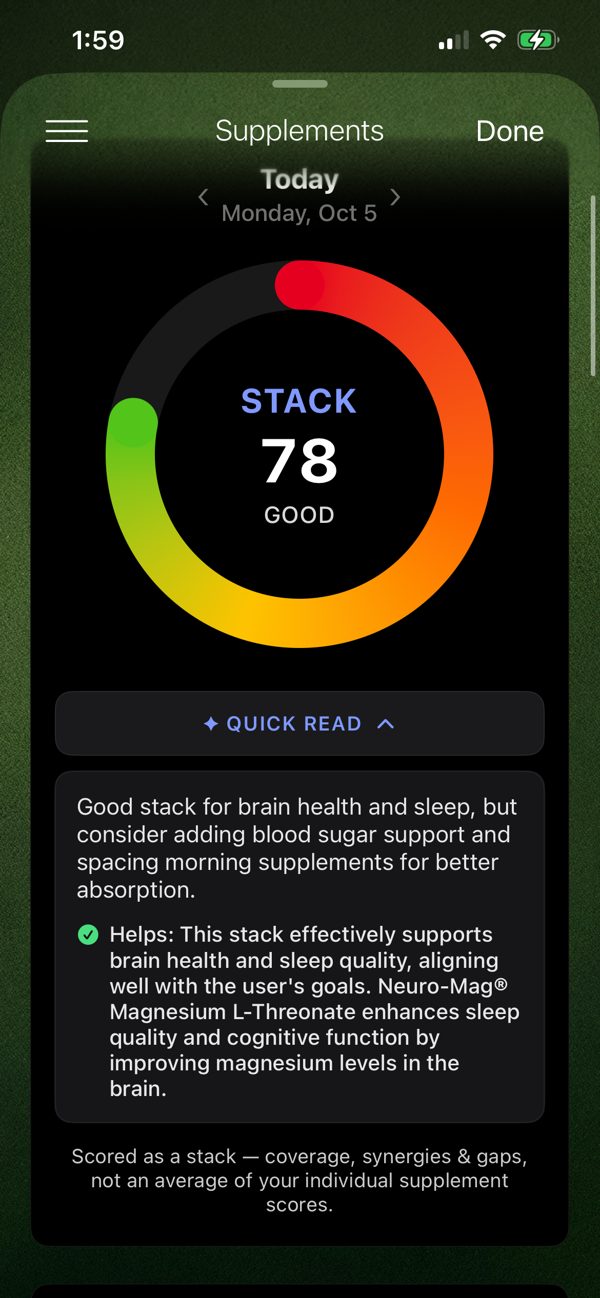 Supplements, scored as a stack
